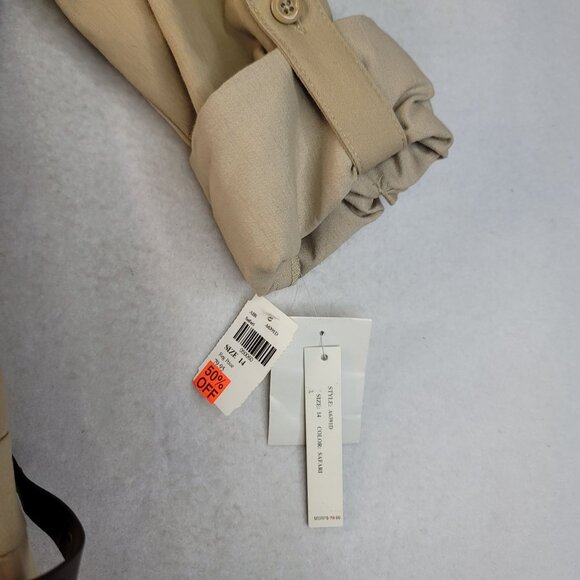 Sharagano Shirt Dress 14 Safari Button Front Roll Sleeve Detachable Belt New - Picture 6 of 11